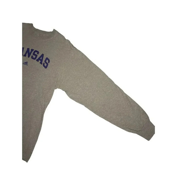 Adidas Kansas Jayhawks Men's Gray Graphic T-Shirt Size L Long Sleeve - Picture 5 of 6